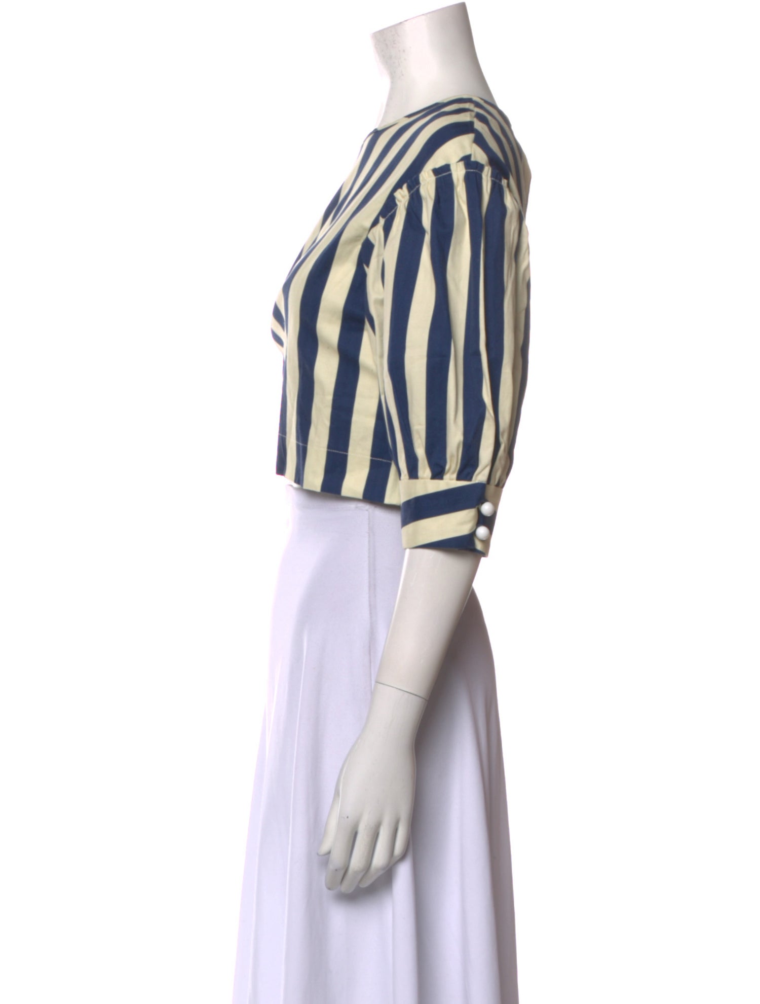 Solid & Striped Striped Bateau Neckline Crop Top