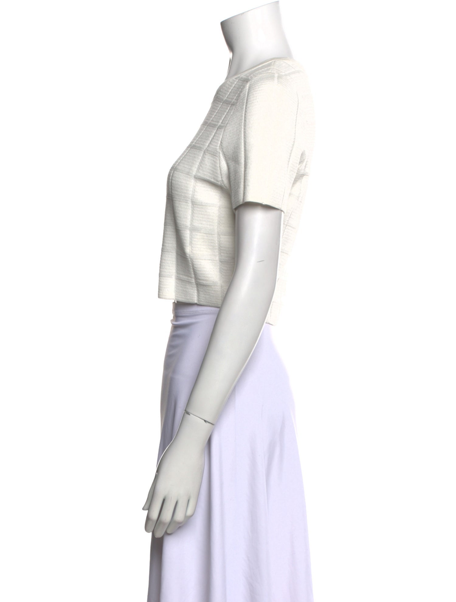 Solid & Striped Plaid Print Crew Neck Crop Top