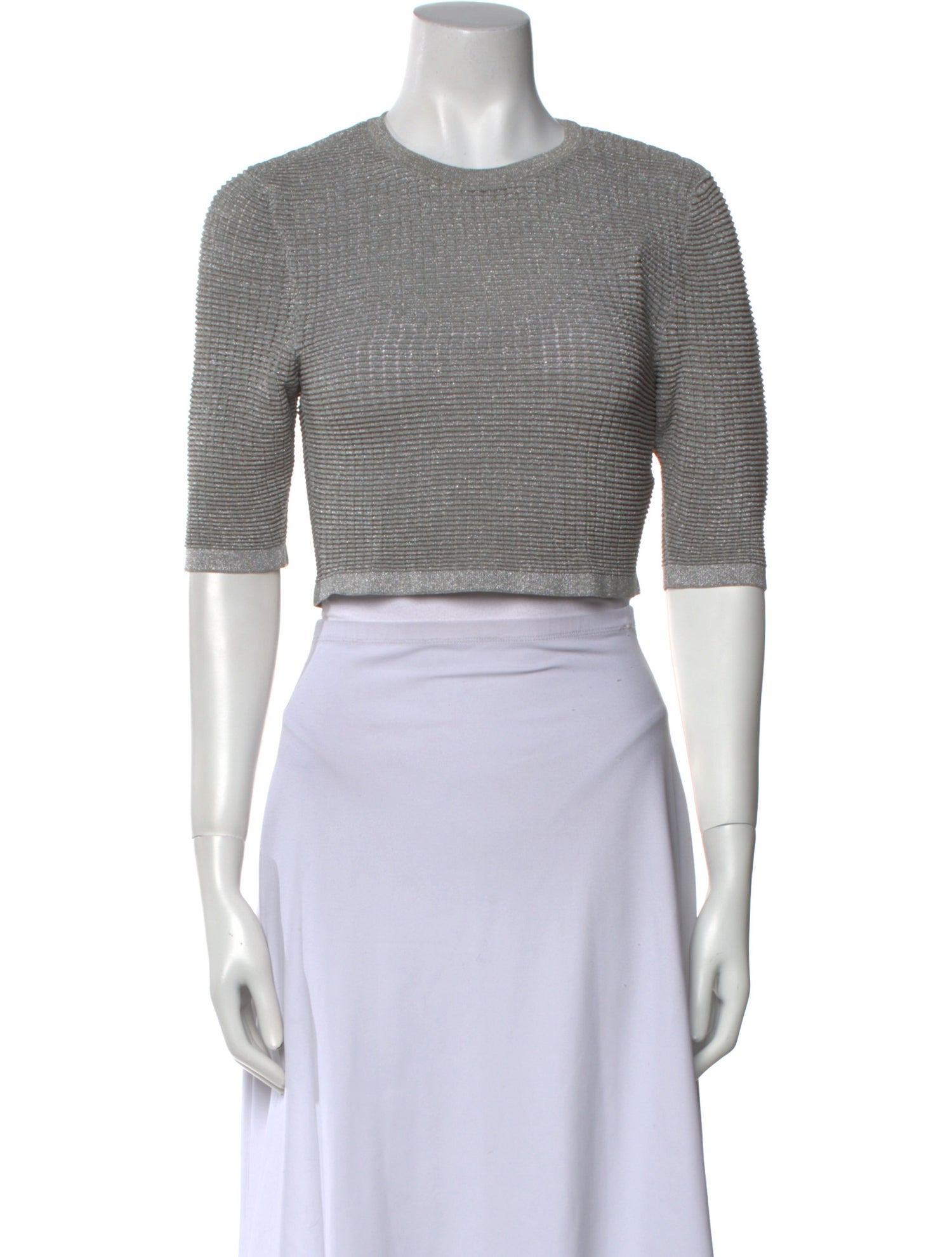 Solid & Striped Crew Neck Short Sleeve Crop Top