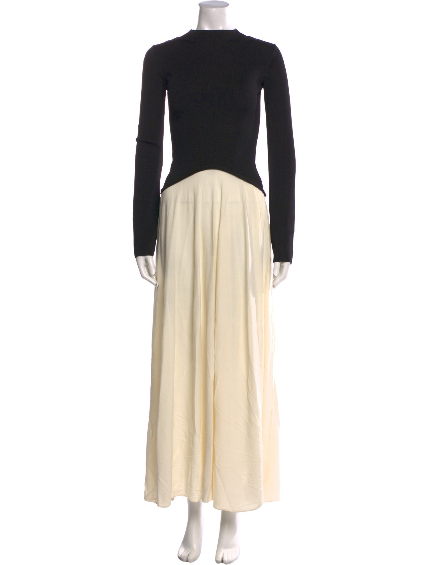 Solid & Striped Crew Neck Long Dress