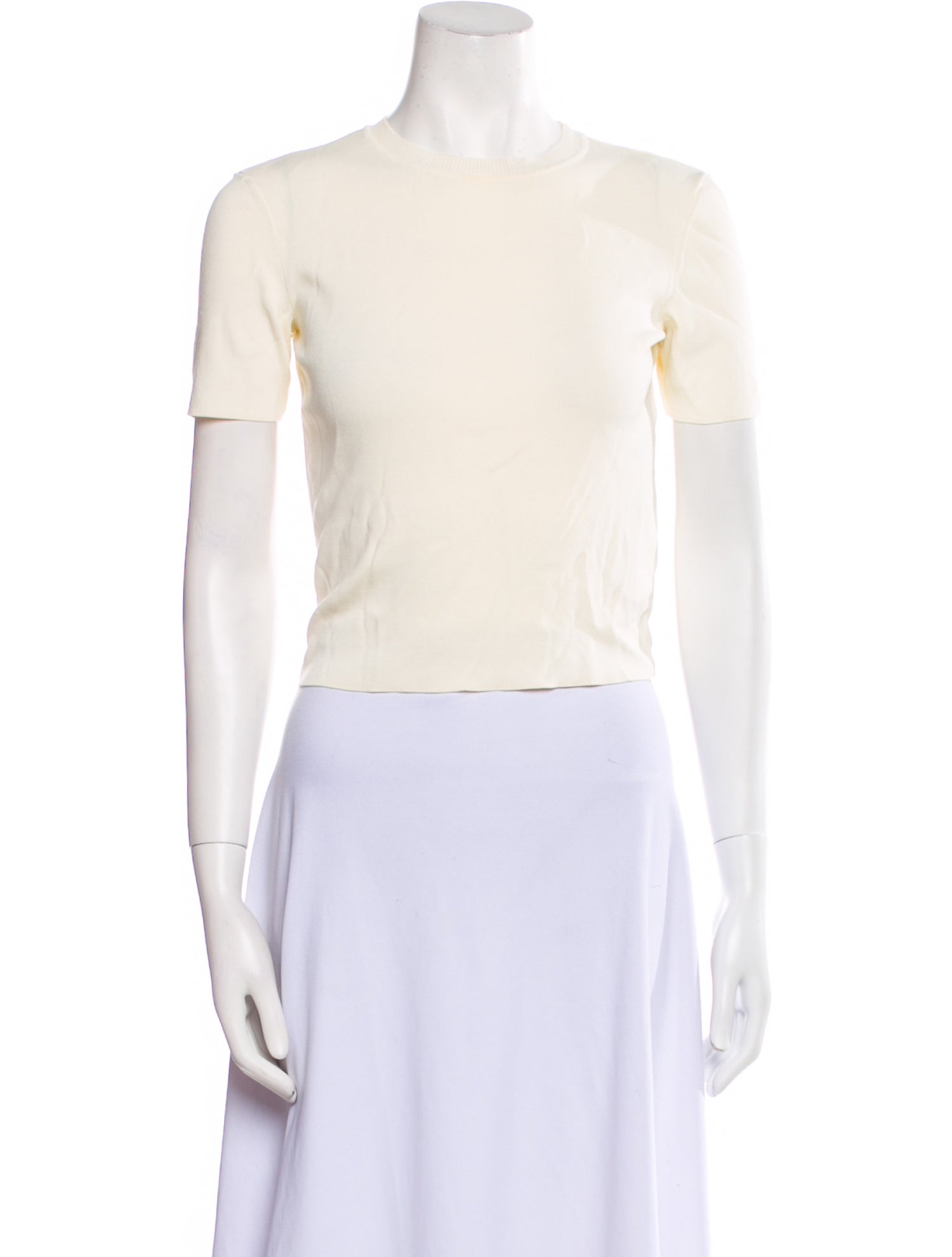 Solid & Striped Crew Neck Short Sleeve Crop Top