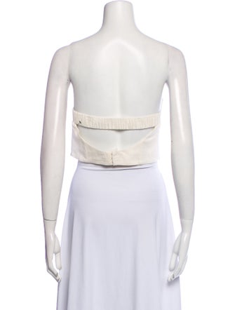 Solid & Striped Linen Strapless Crop Top