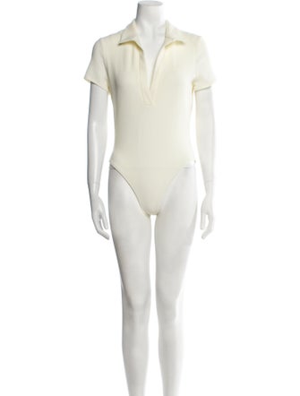 Solid & Striped V-Neck Short Sleeve Bodysuit