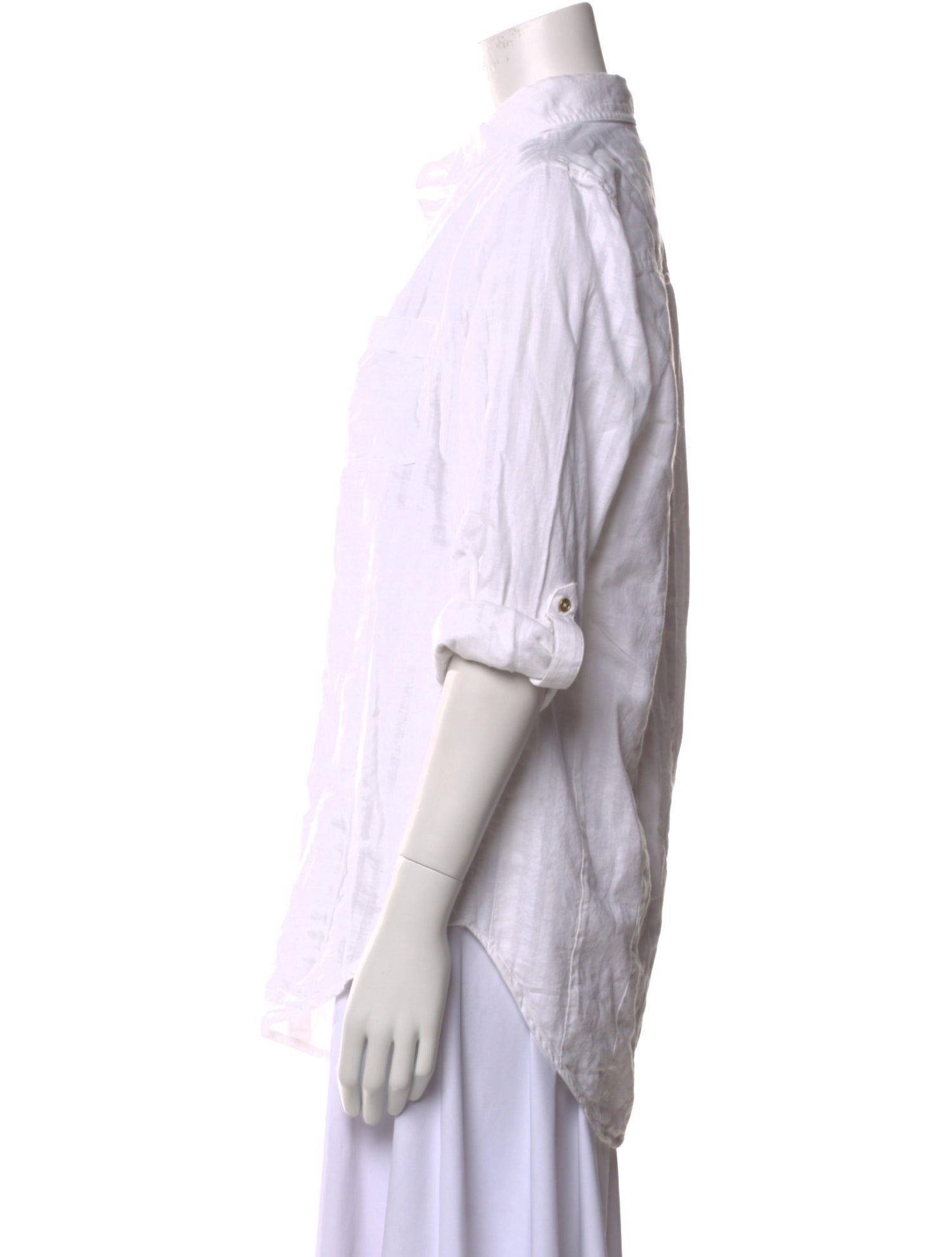 Solid & Striped Three-Quarter Sleeve Button-Up Top