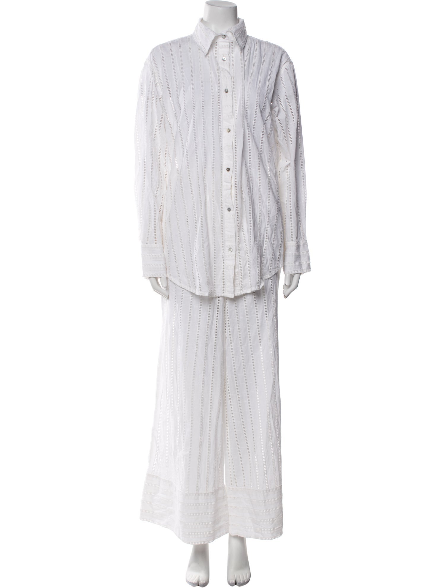 Solid & Striped Striped Eyelet Trim Pant Set w/ Tags