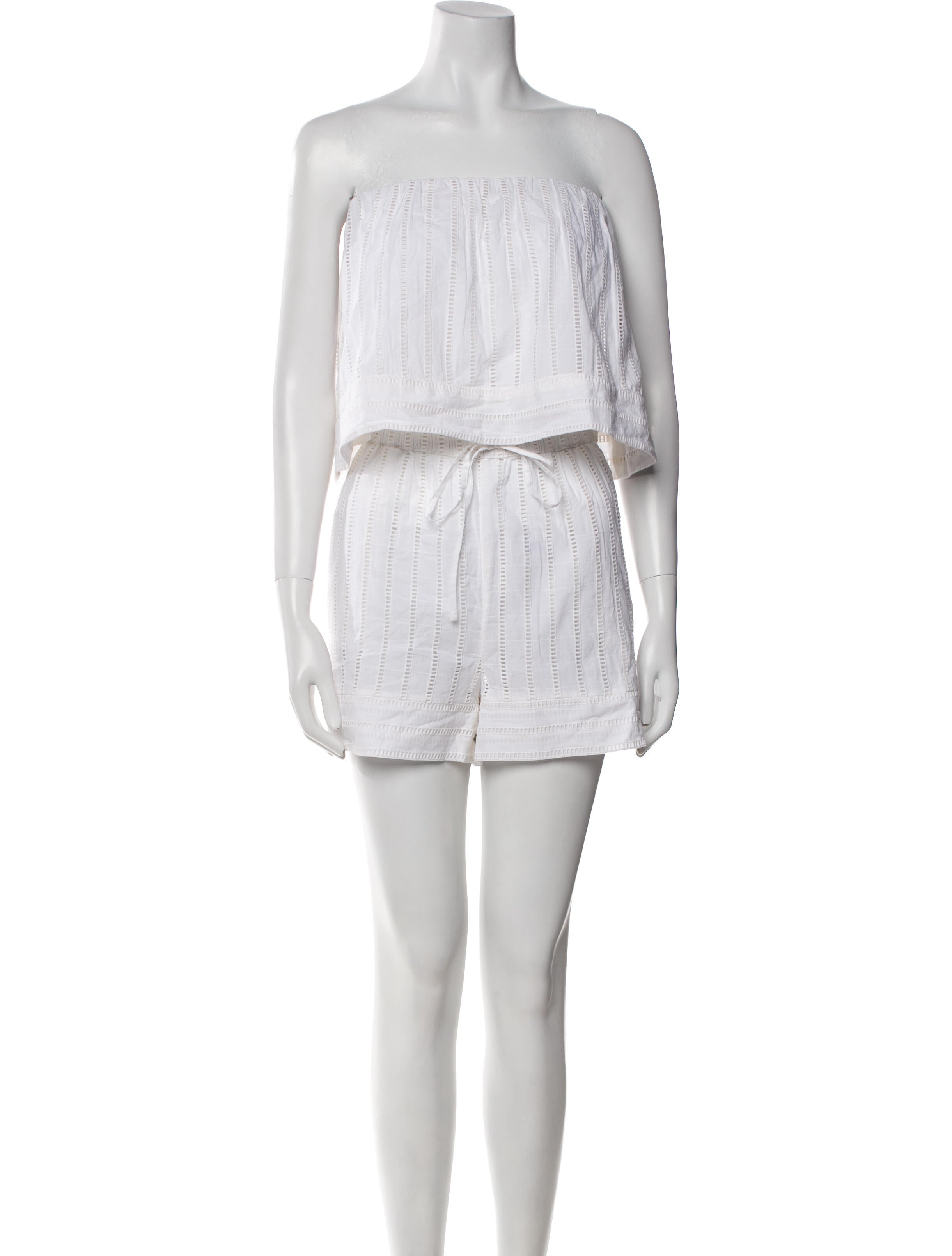 Solid & Striped Striped Eyelet Trim Short Set w/ Tags