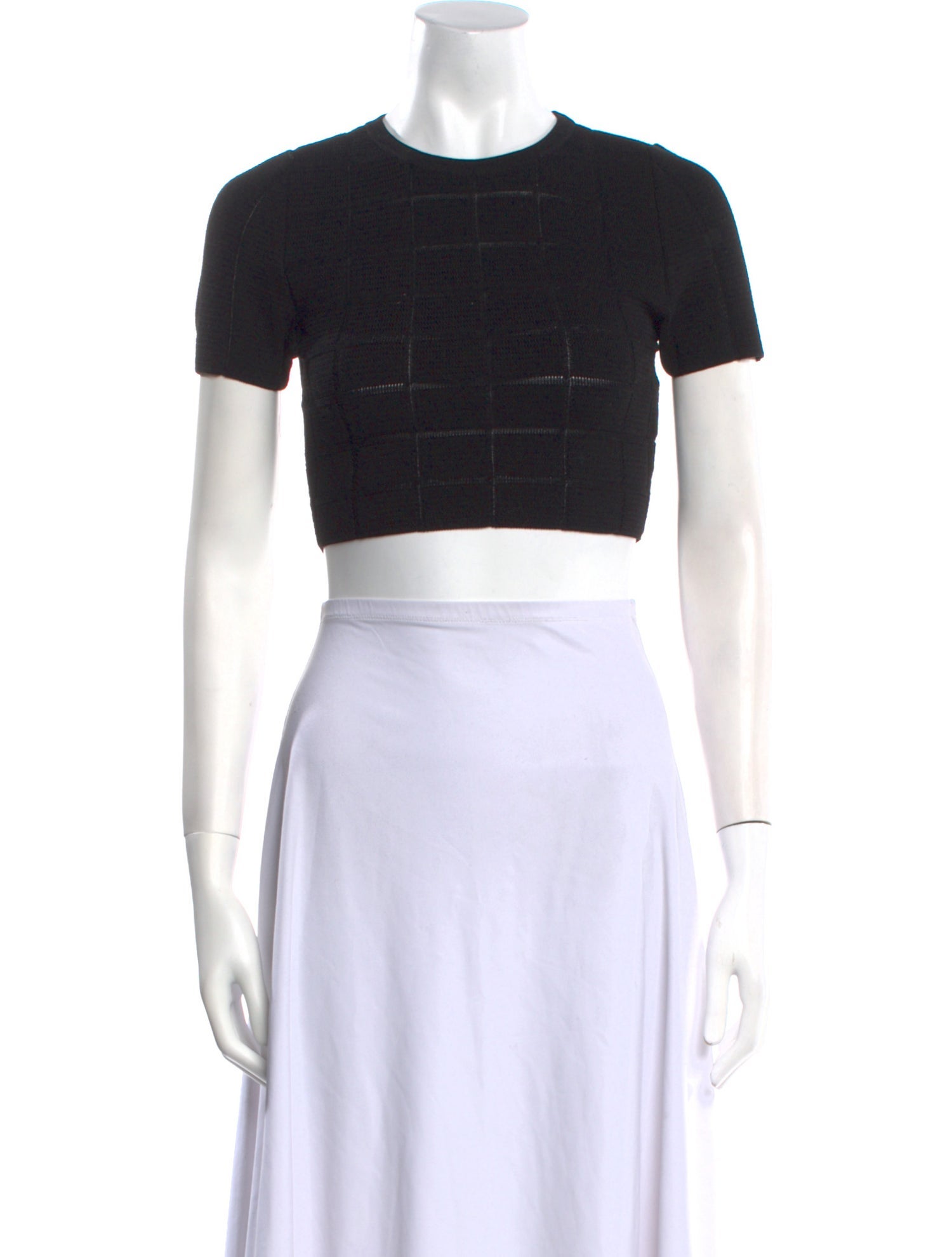 Solid & Striped Crew Neck Short Sleeve Crop Top w/ Tags