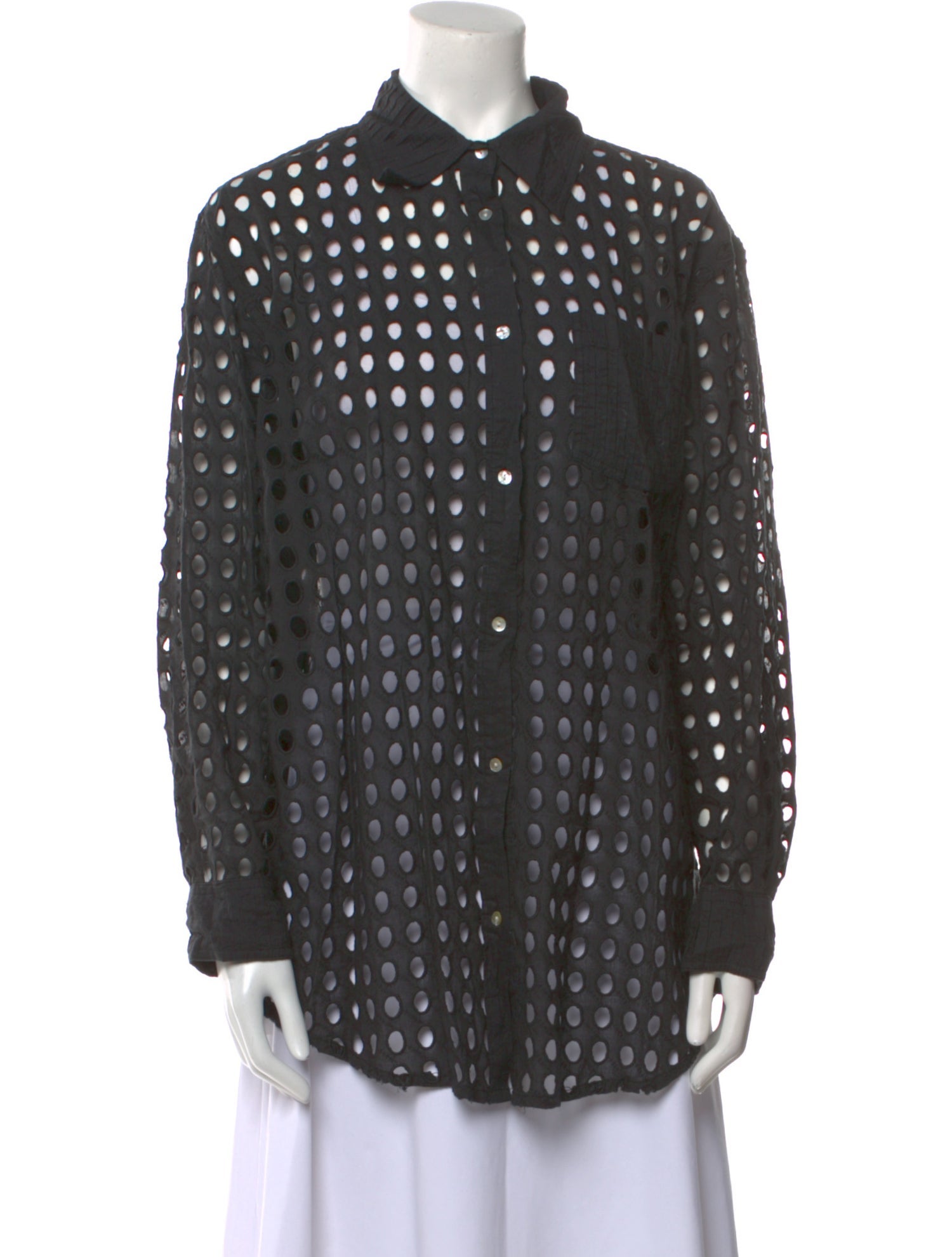 Solid & Striped Polka Dot Print Long Sleeve Button-Up Top w/ Tags