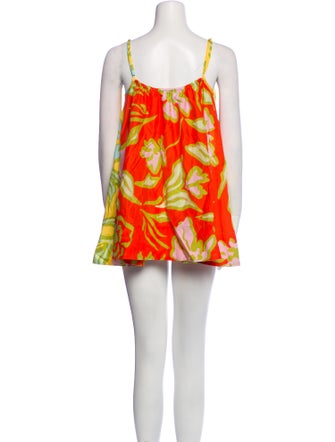 Solid & Striped Floral Print Square Neckline Tunic