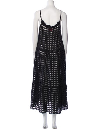 Solid & Striped Square Neckline Midi Length Dress