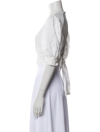 Solid & Striped Linen Crew Neck Crop Top