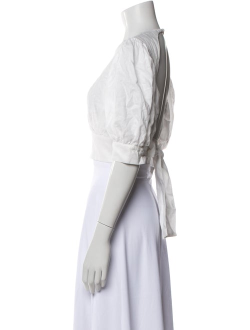 Solid & Striped Linen Crew Neck Crop Top