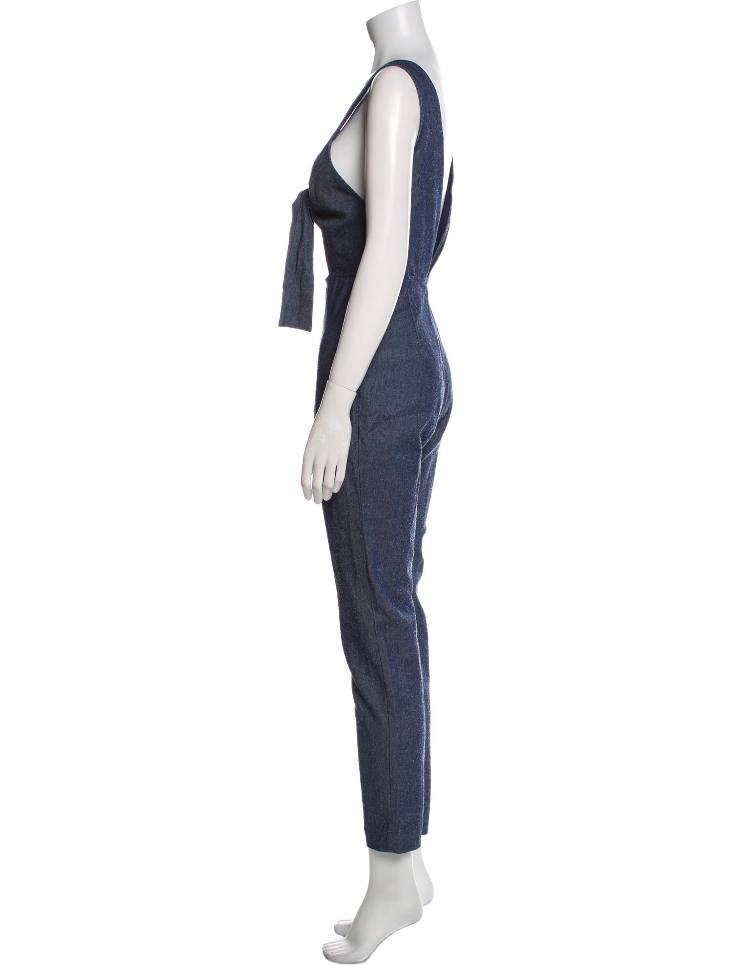 Solid & Striped Silk Plunge Neckline Jumpsuit