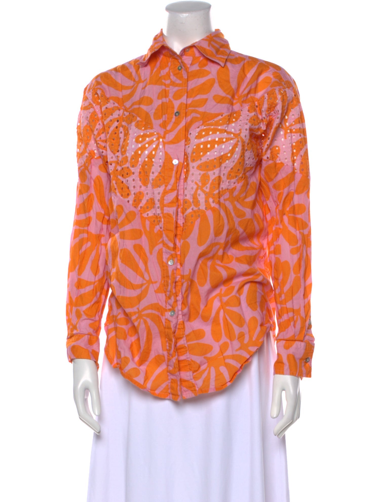 Solid & Striped Printed Long Sleeve Button-Up Top