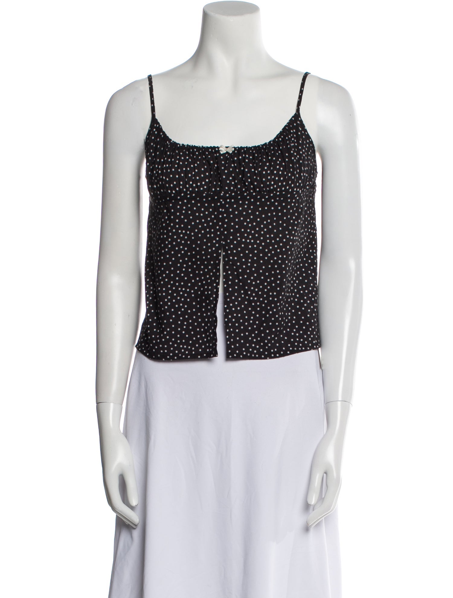 Solid & Striped Polka Dot Print Scoop Neck Top