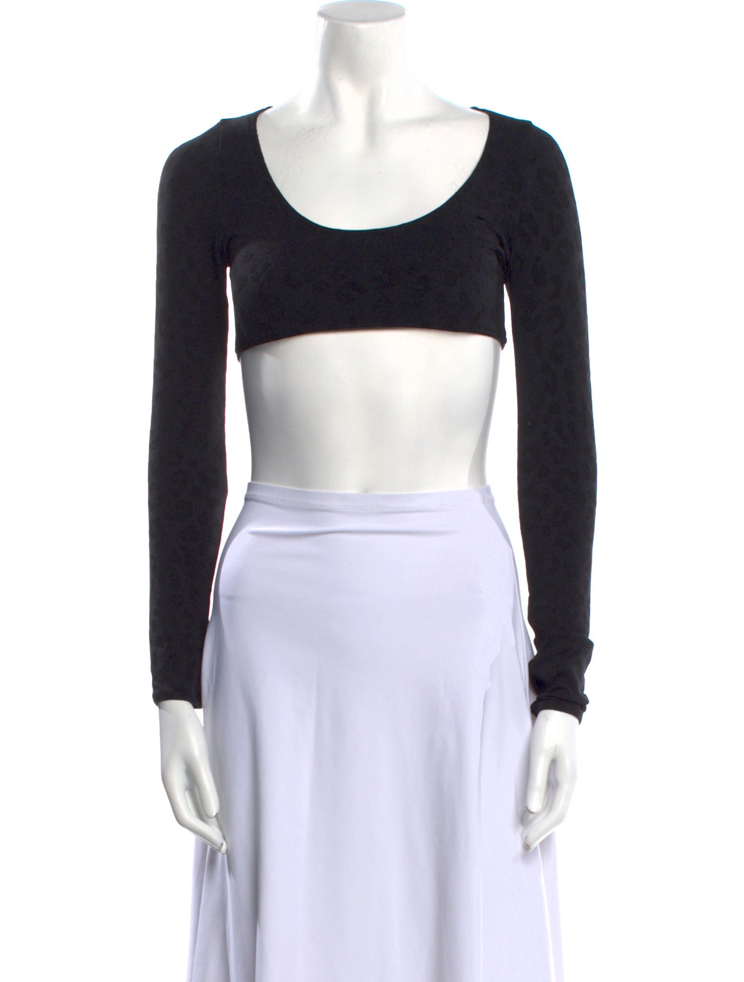 Solid & Striped Scoop Neck Long Sleeve Crop Top