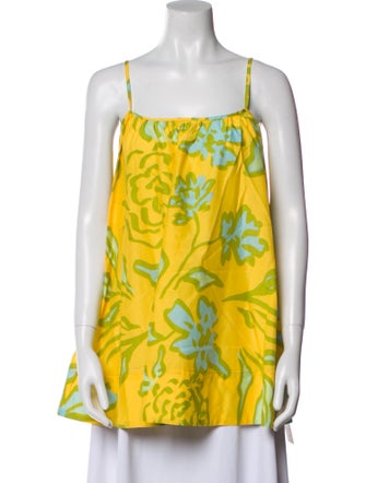 Solid & Striped Floral Print Square Neckline Tunic