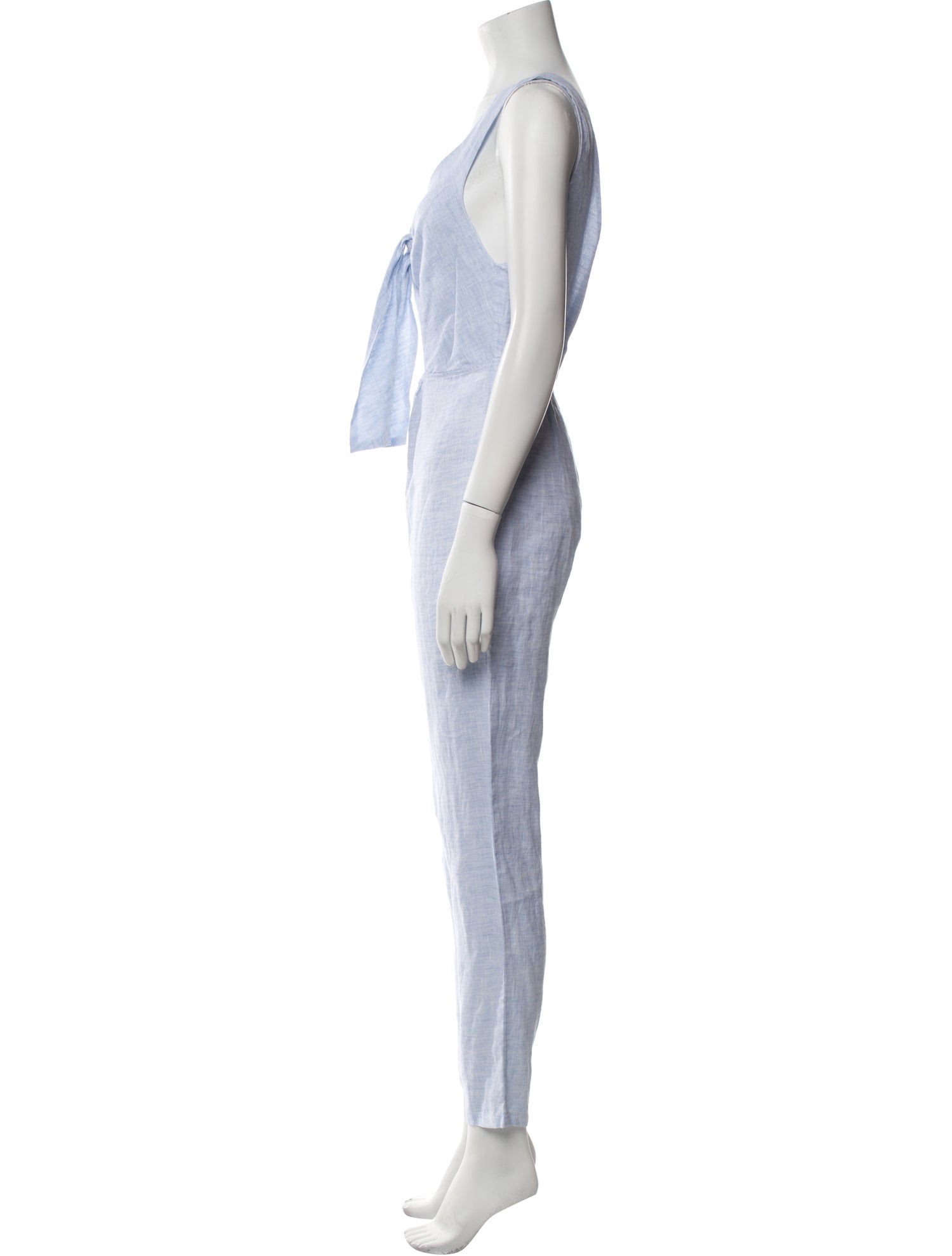 Solid & Striped Linen Plunge Neckline Jumpsuit