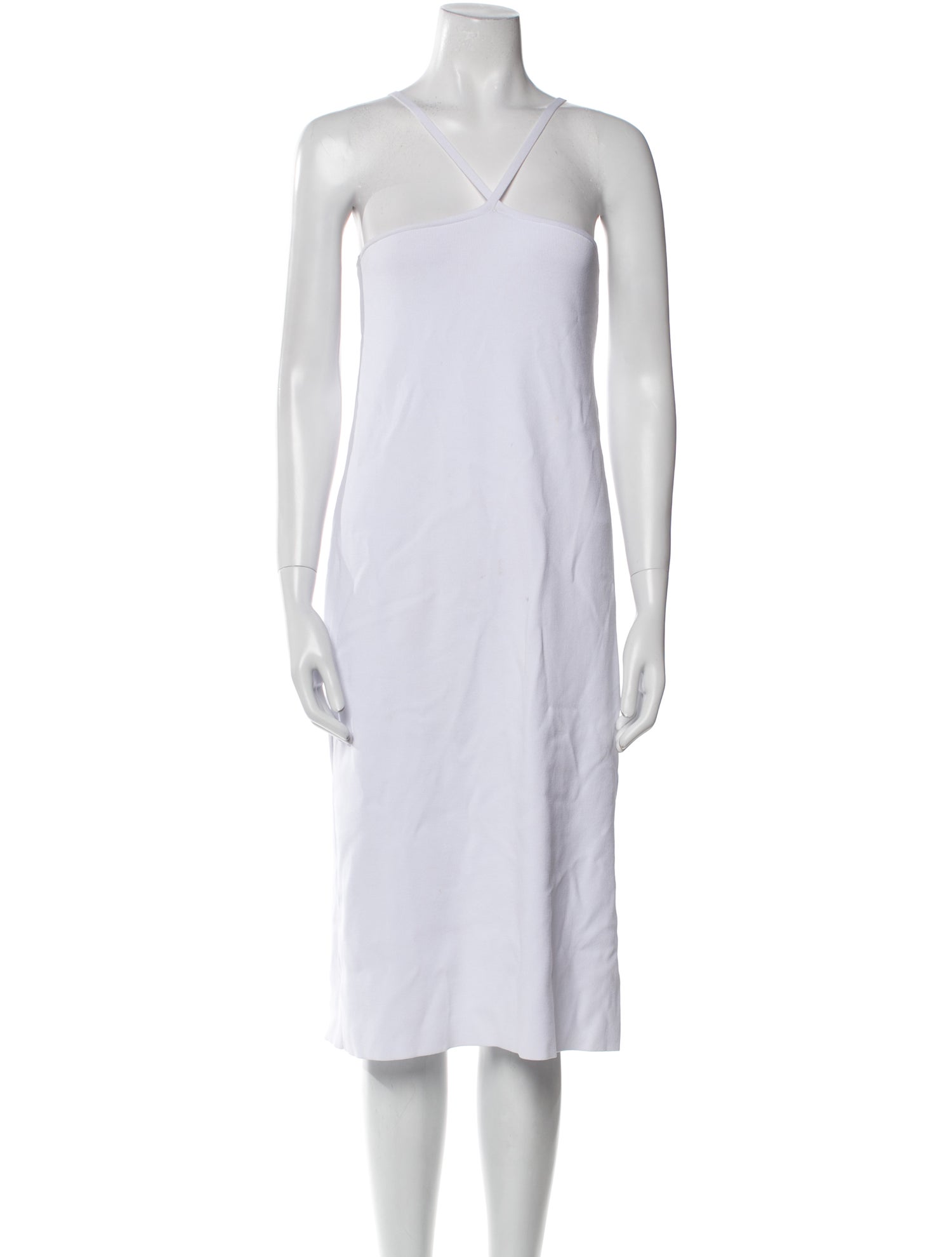 Solid & Striped V-Neck Midi Length Dress