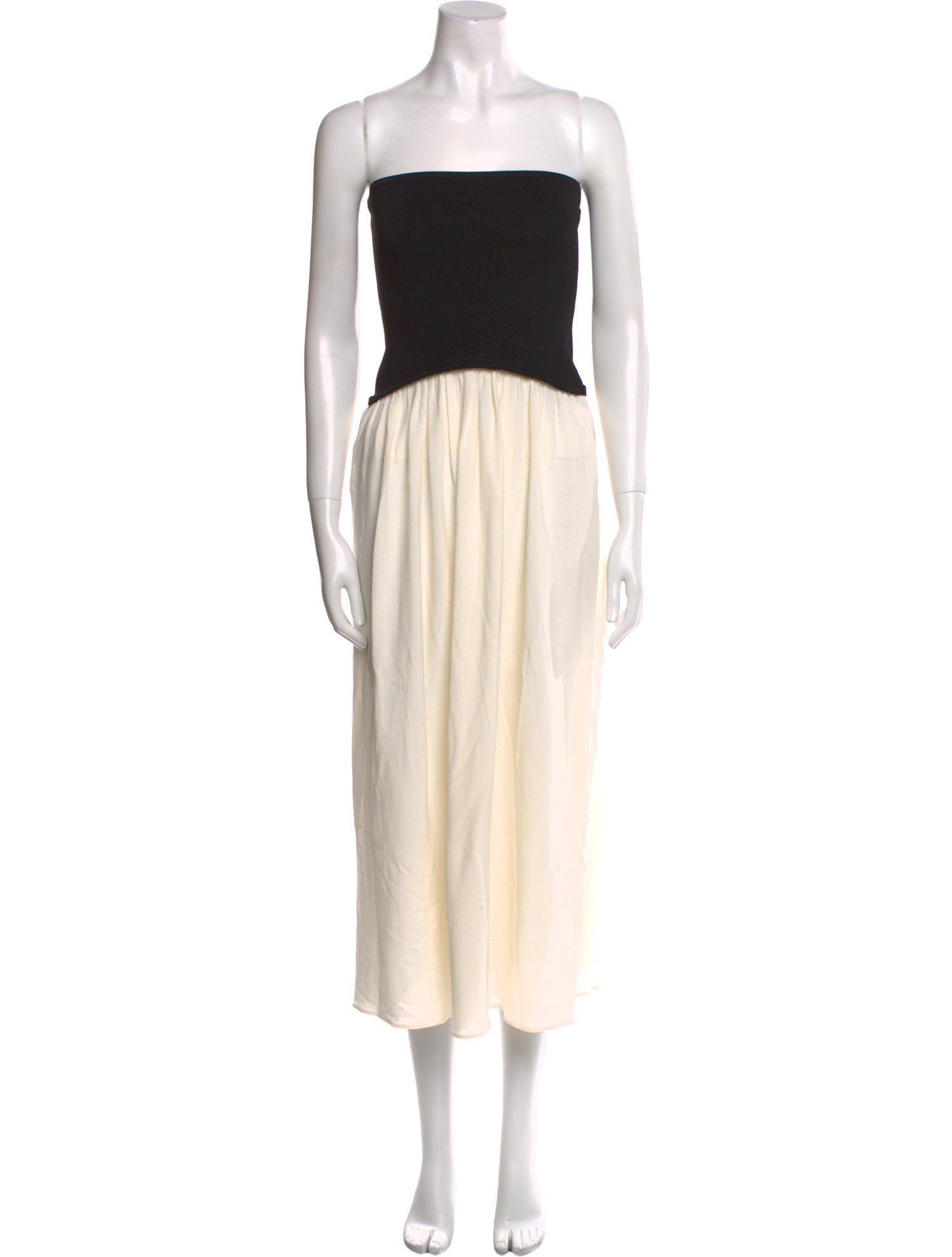 Solid & Striped Strapless Midi Length Dress