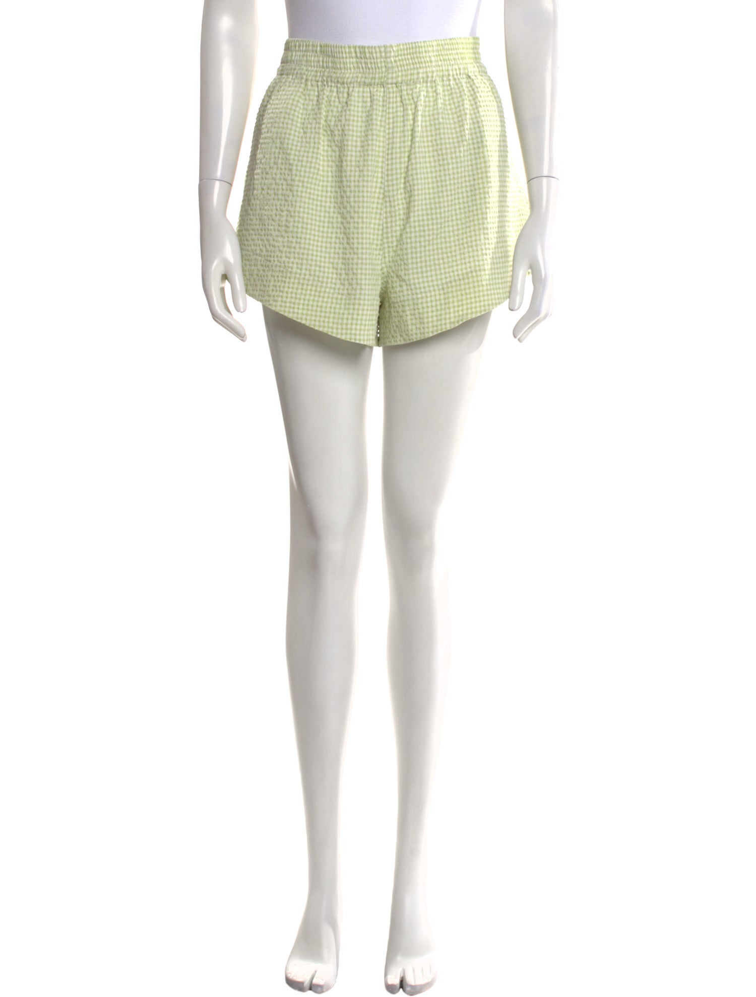 Solid & Striped Plaid Print Mini Shorts