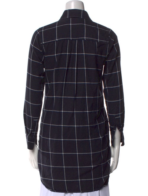 Solid & Striped Plaid Print Long Sleeve Button-Up Top