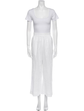 Solid & Striped Embroidered Accent Pant Set