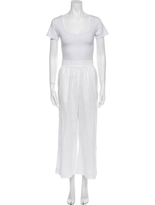 Solid & Striped Embroidered Accent Pant Set