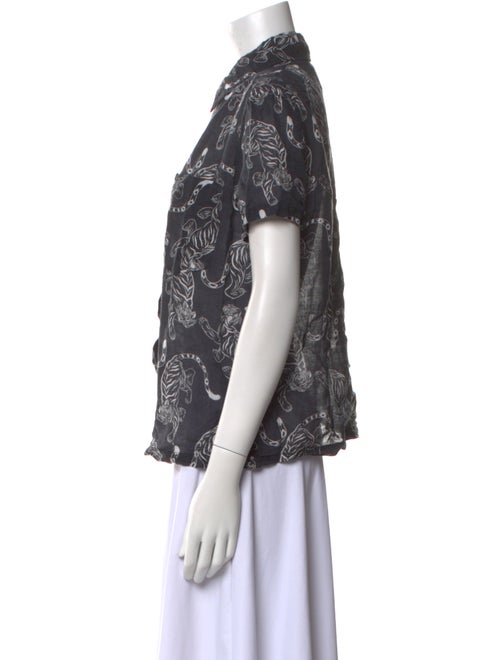 Solid & Striped Linen Printed Button-Up Top