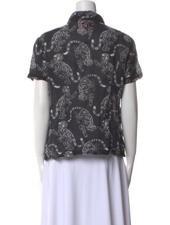 Solid & Striped Linen Printed Button-Up Top