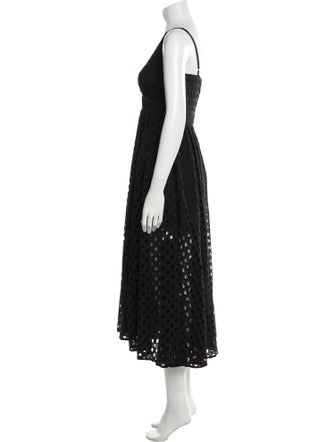 Solid & Striped Lace Pattern Midi Length Dress