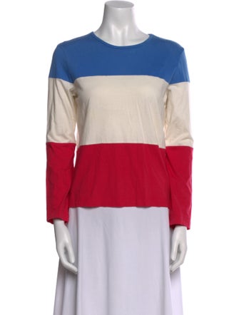 Solid & Striped Colorblock Pattern Crew Neck Top