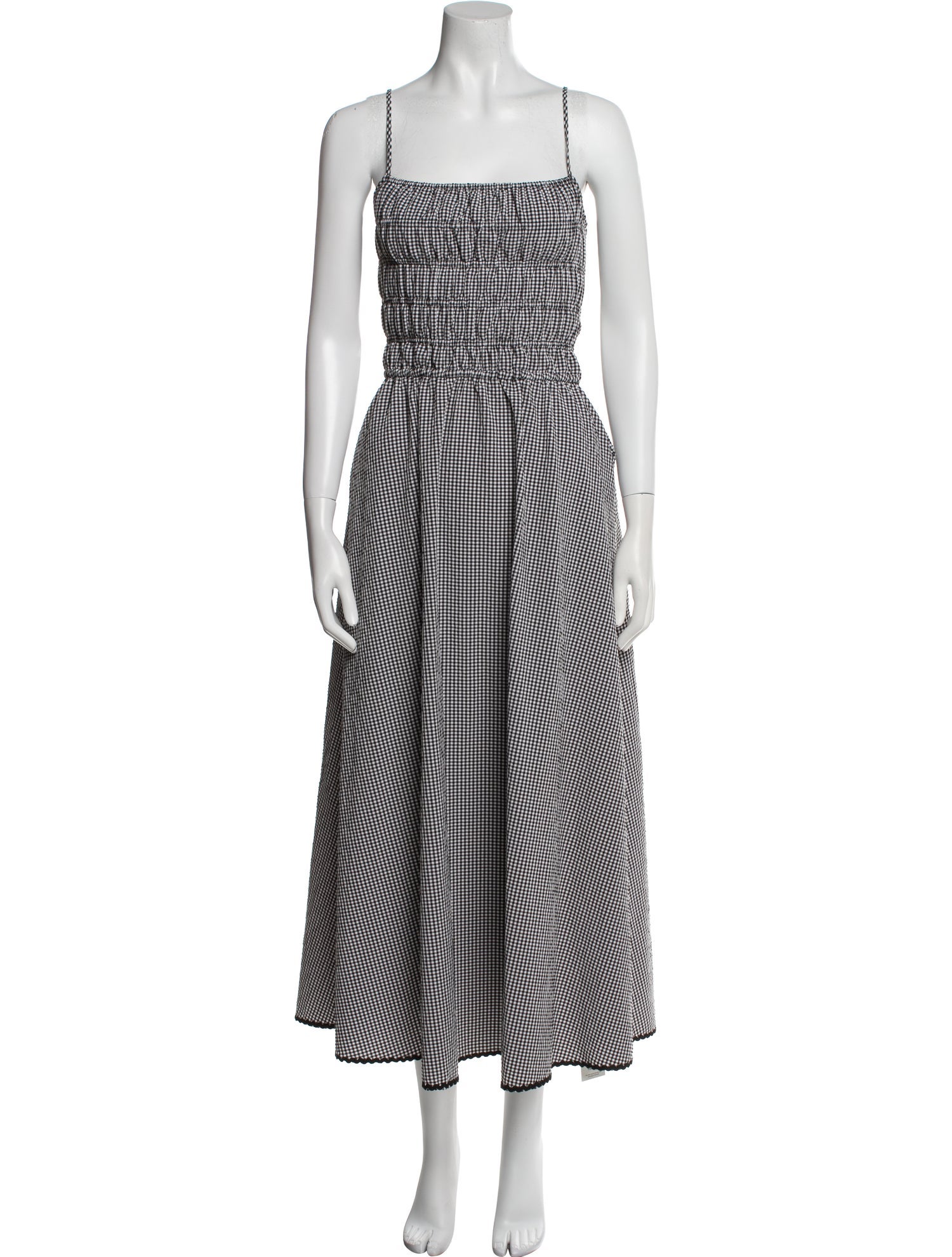 Solid & Striped Plaid Print Long Dress