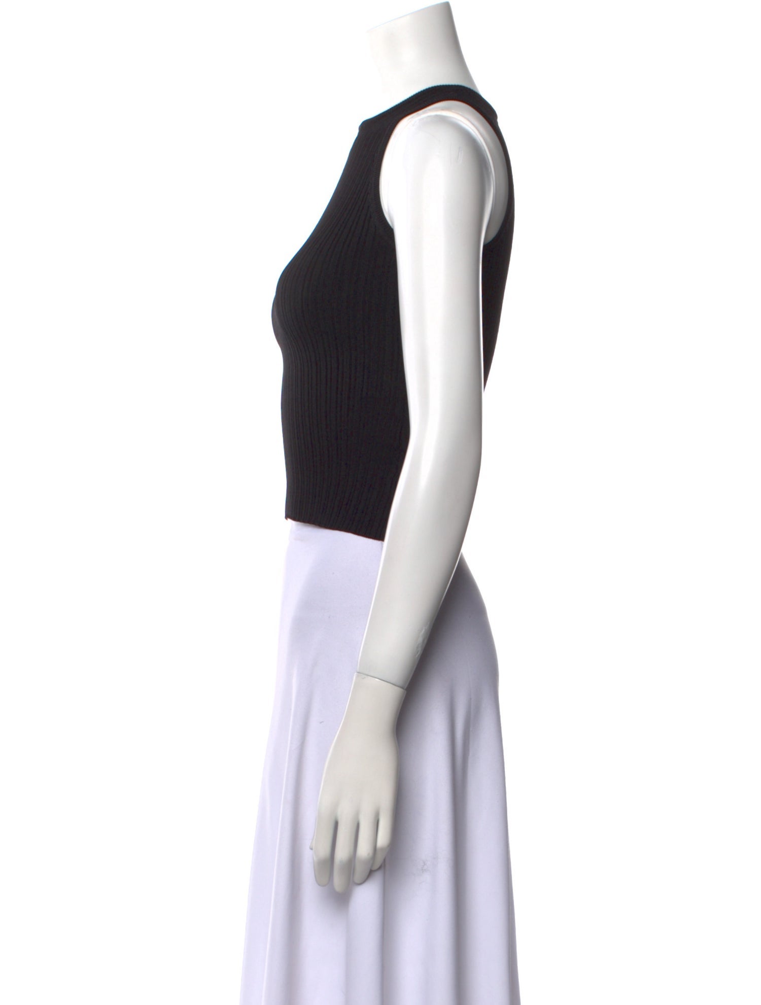 Solid & Striped Crew Neck Sleeveless Crop Top