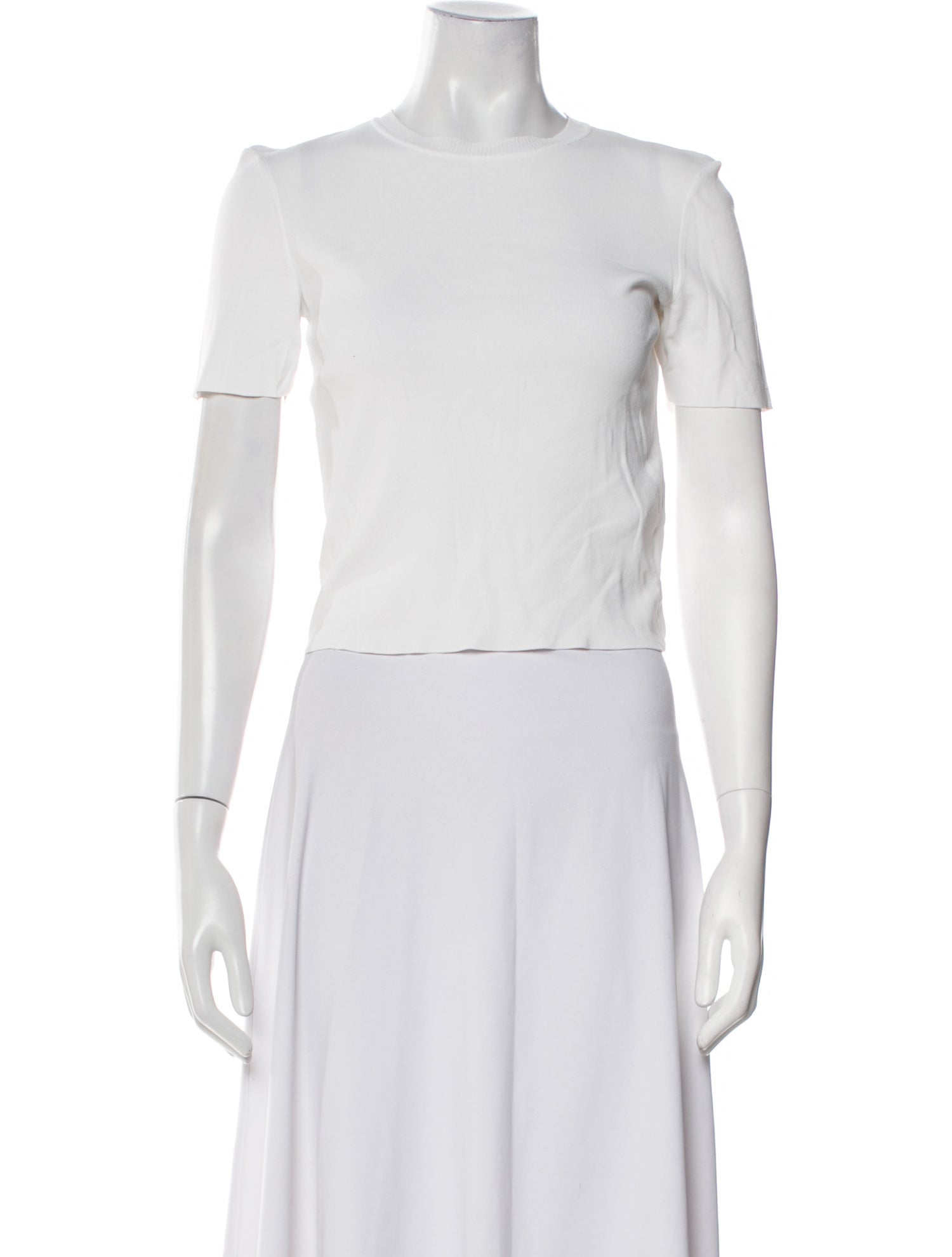 Solid & Striped Crew Neck Short Sleeve Crop Top