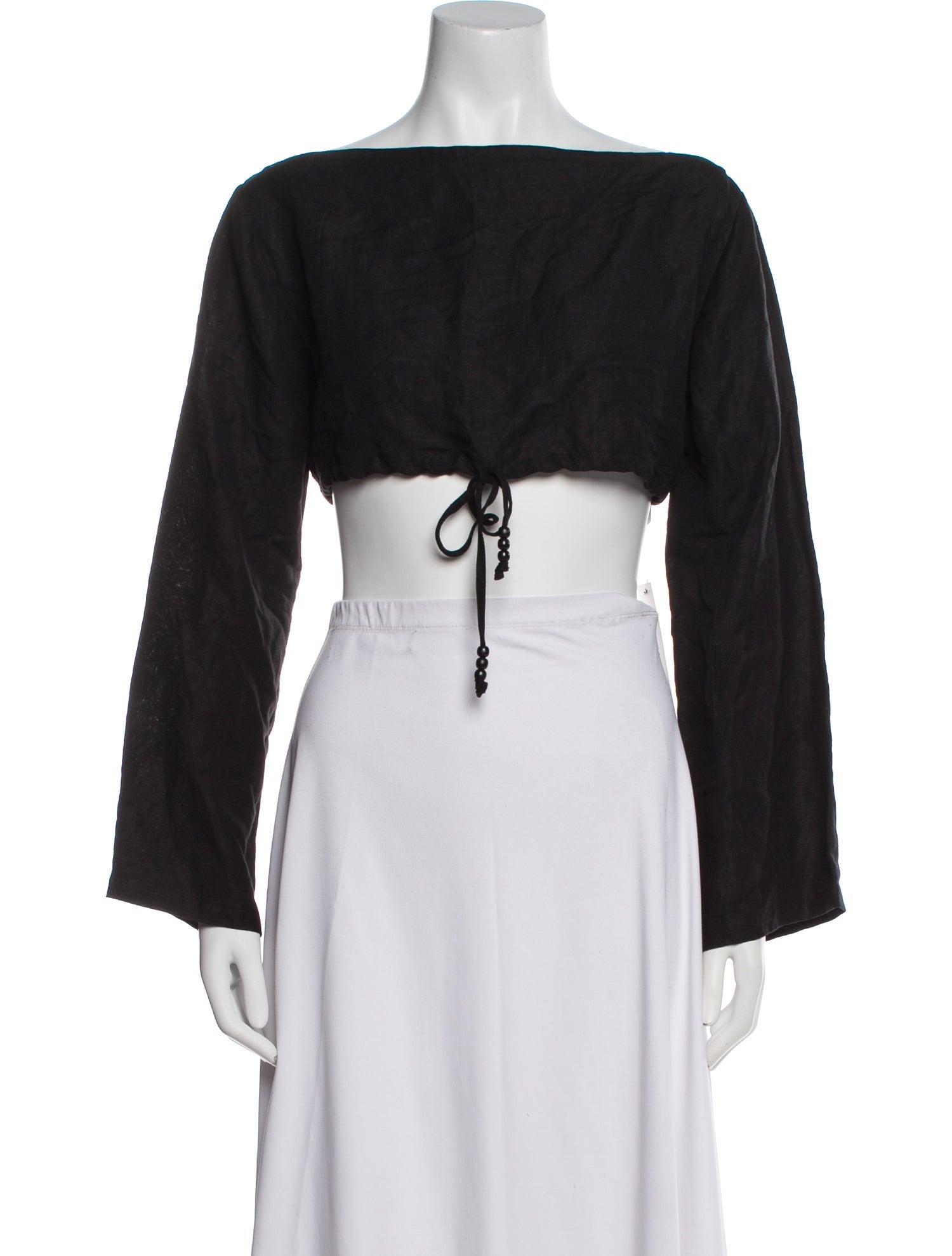 Solid & Striped Linen Off-The-Shoulder Crop Top