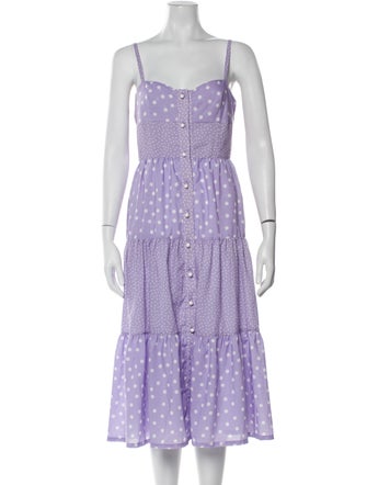 Solid & Striped Polka Dot Print Long Dress