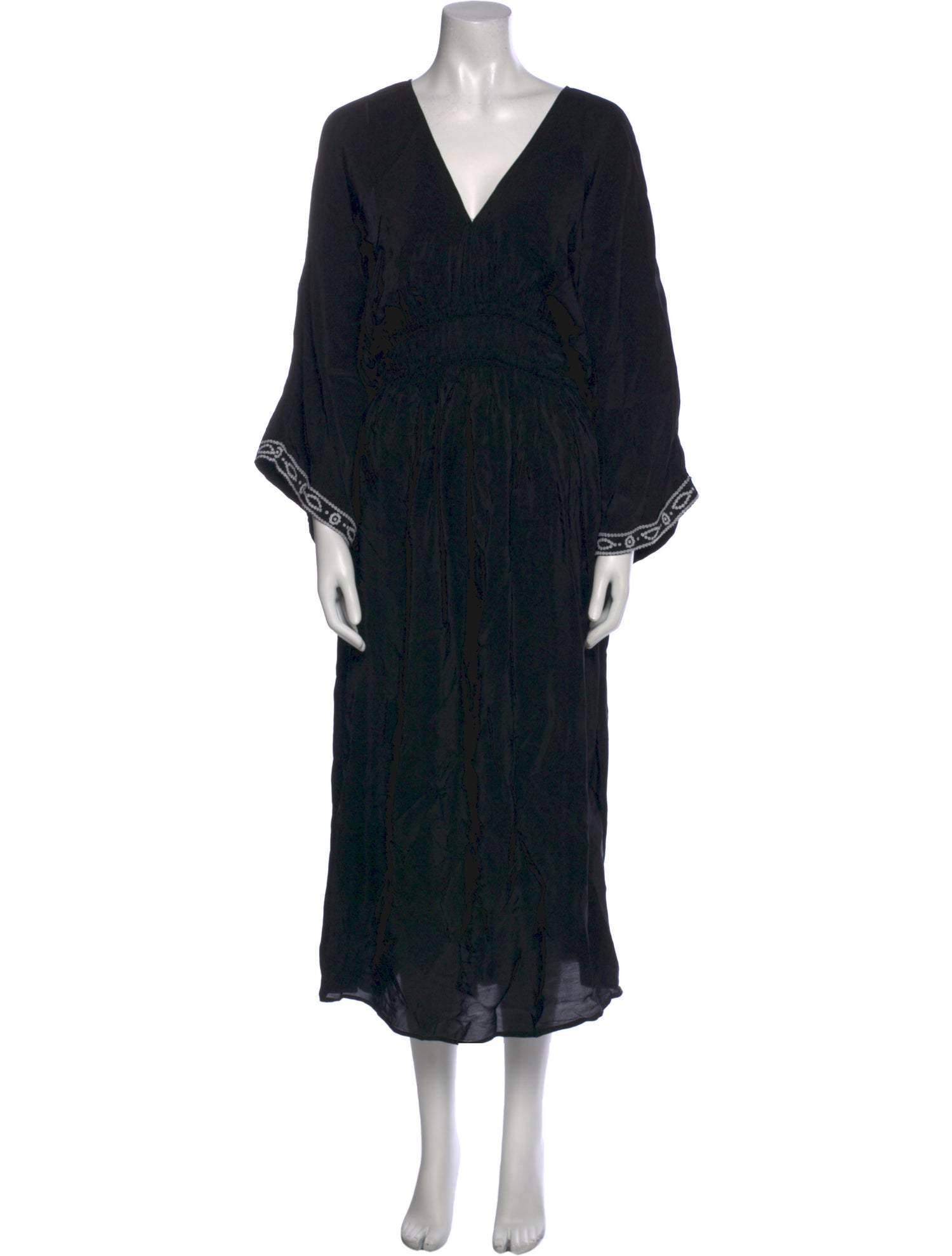 Solid & Striped V-Neck Long Dress