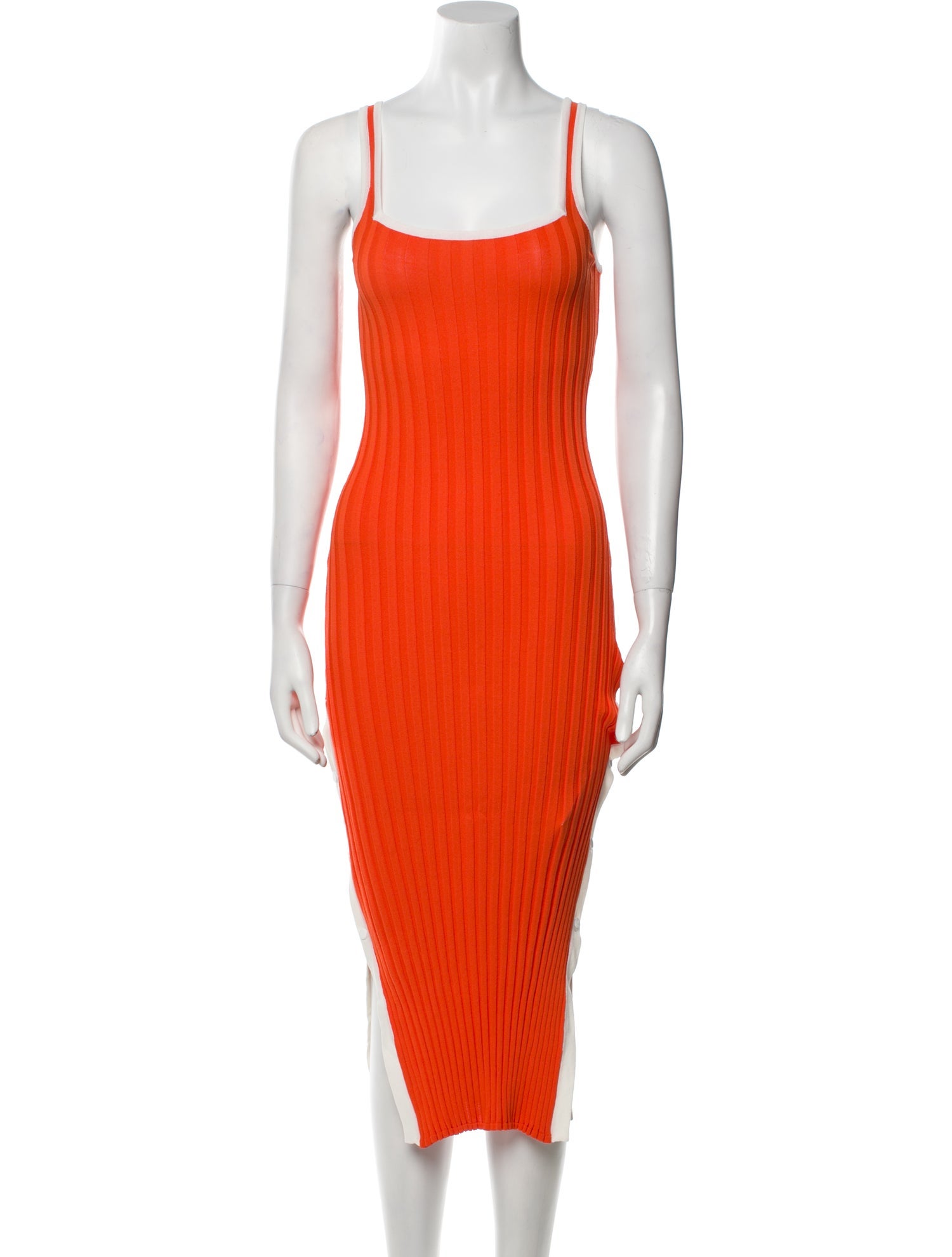 Solid & Striped Square Neckline Long Dress