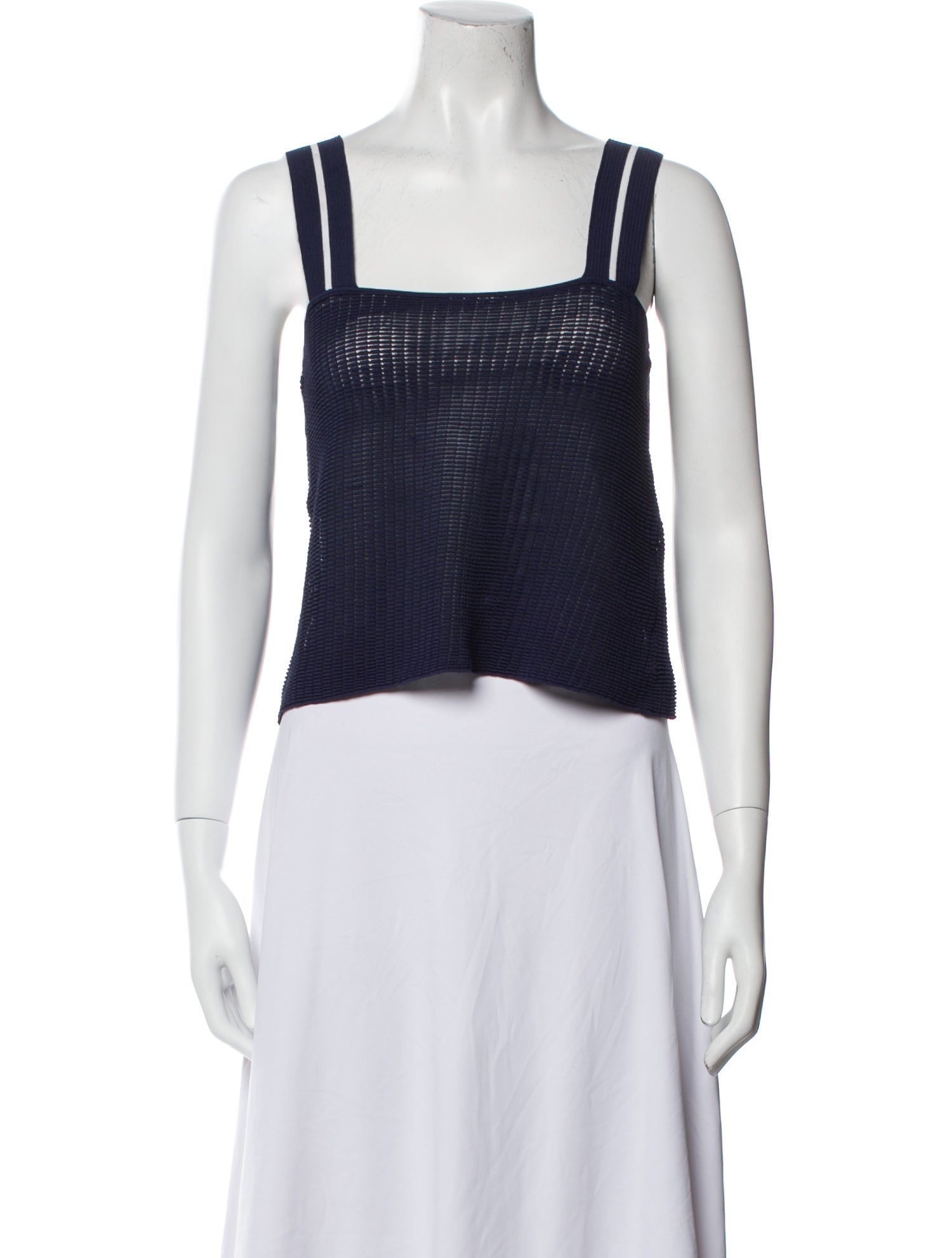 Solid & Striped Square Neckline Sleeveless Crop Top