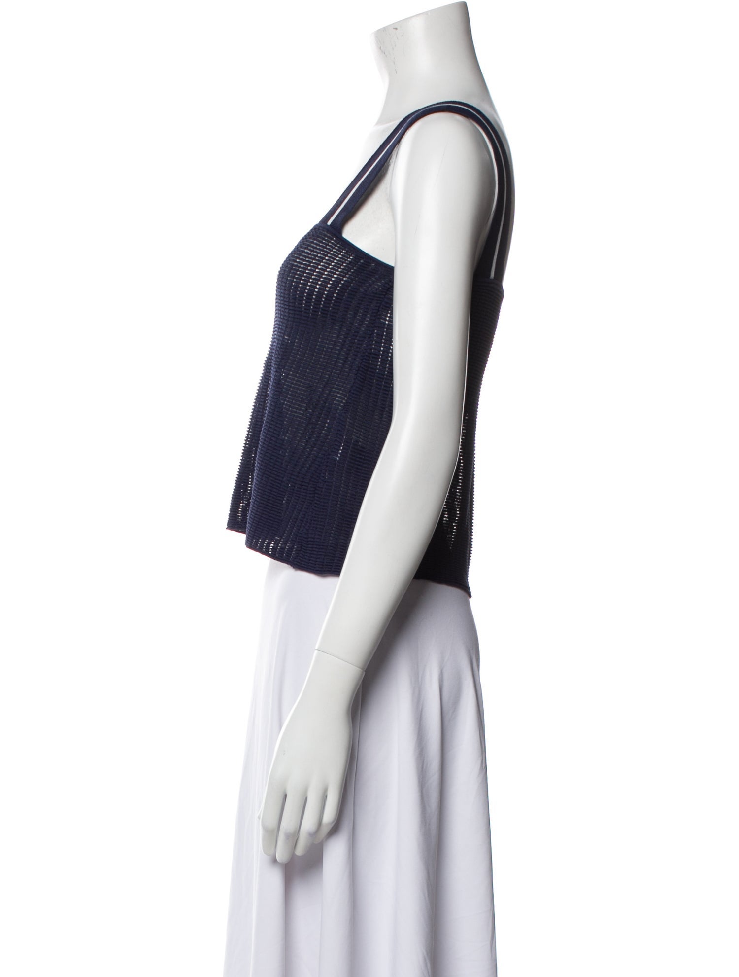 Solid & Striped Square Neckline Sleeveless Crop Top