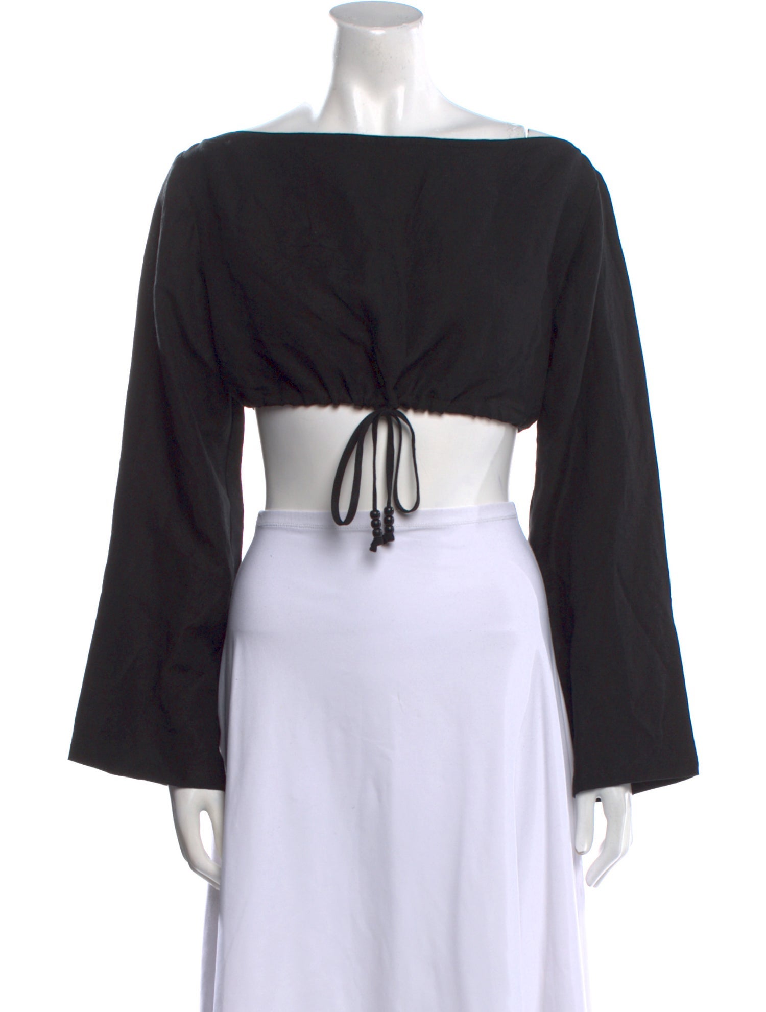 Solid & Striped Bateau Neckline Long Sleeve Crop Top