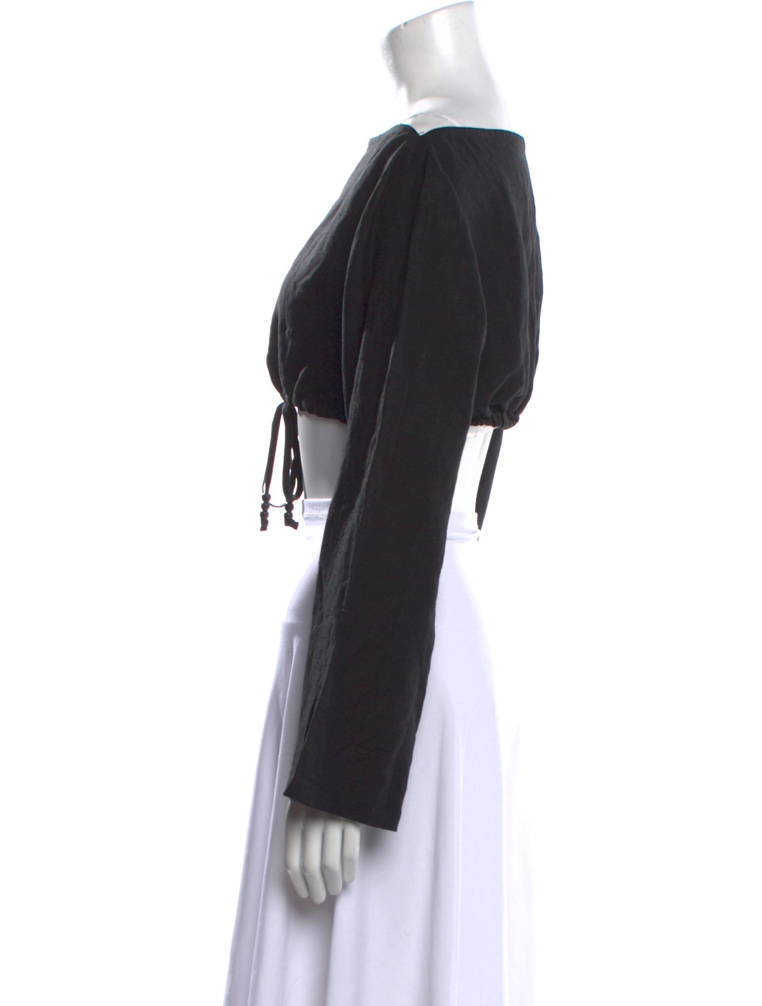 Solid & Striped Bateau Neckline Long Sleeve Crop Top