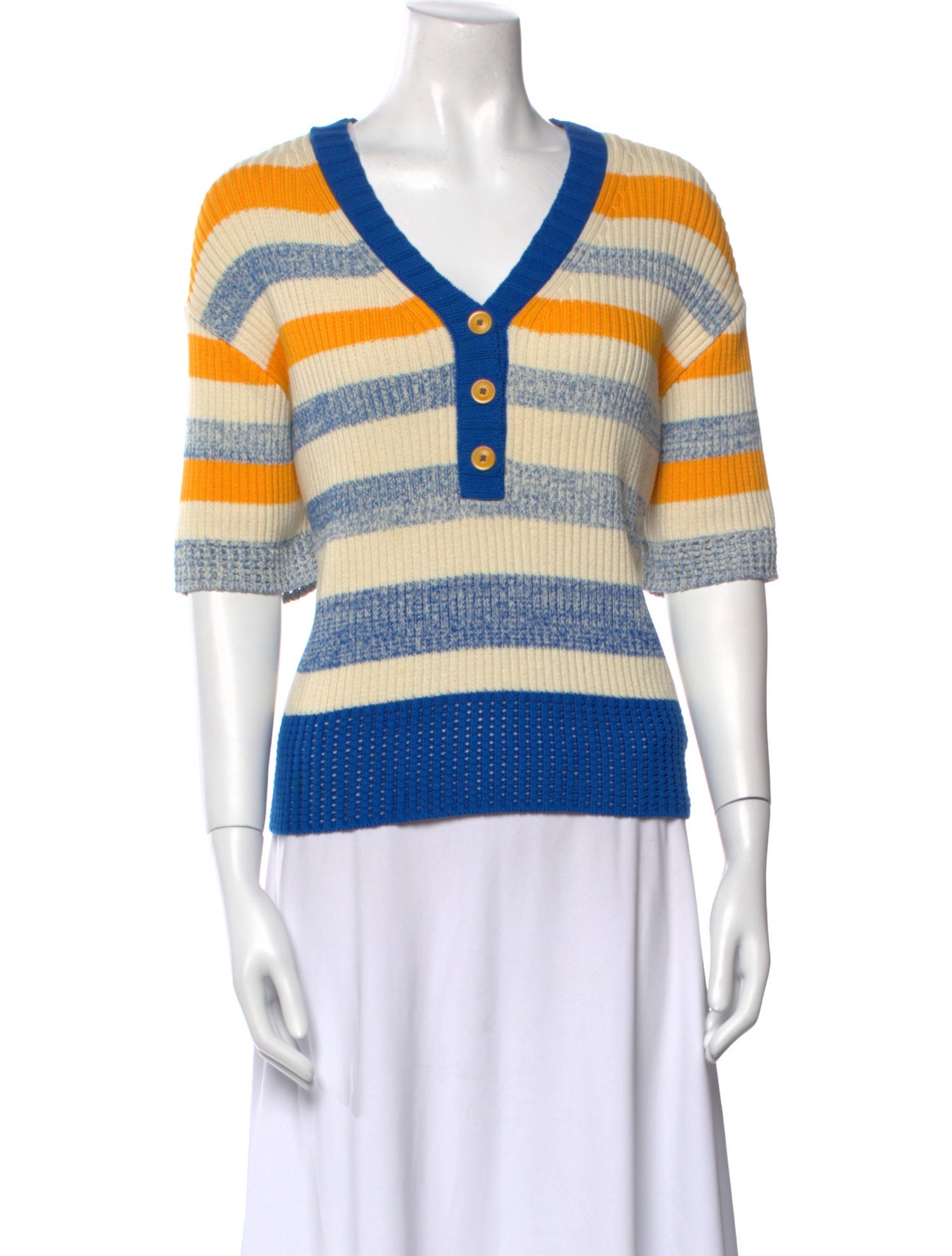 Solid & Striped Striped V-Neck Polo