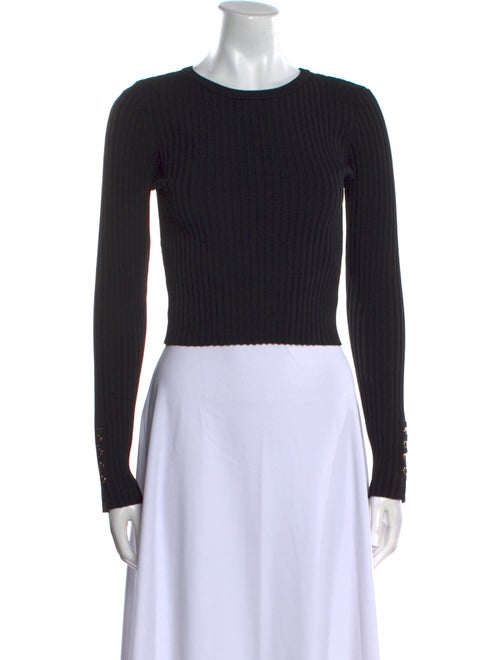 Solid & Striped Crew Neck Long Sleeve Crop Top