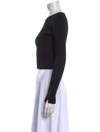 Solid & Striped Crew Neck Long Sleeve Crop Top