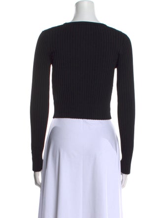 Solid & Striped Crew Neck Long Sleeve Crop Top