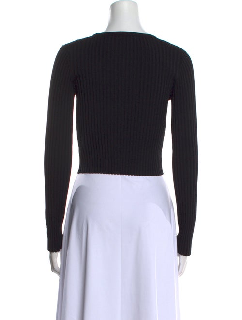 Solid & Striped Crew Neck Long Sleeve Crop Top