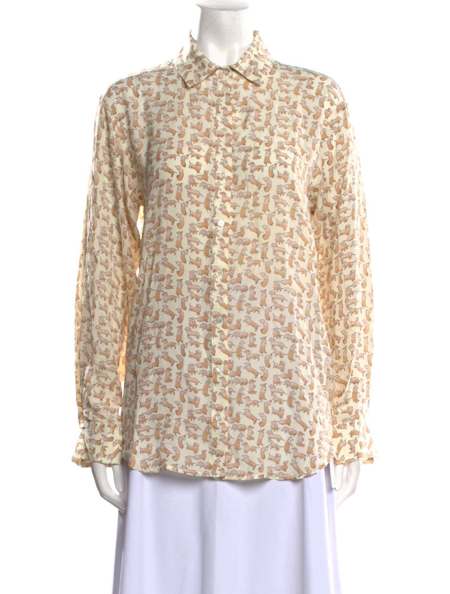 Solid & Striped Printed Long Sleeve Button-Up Top