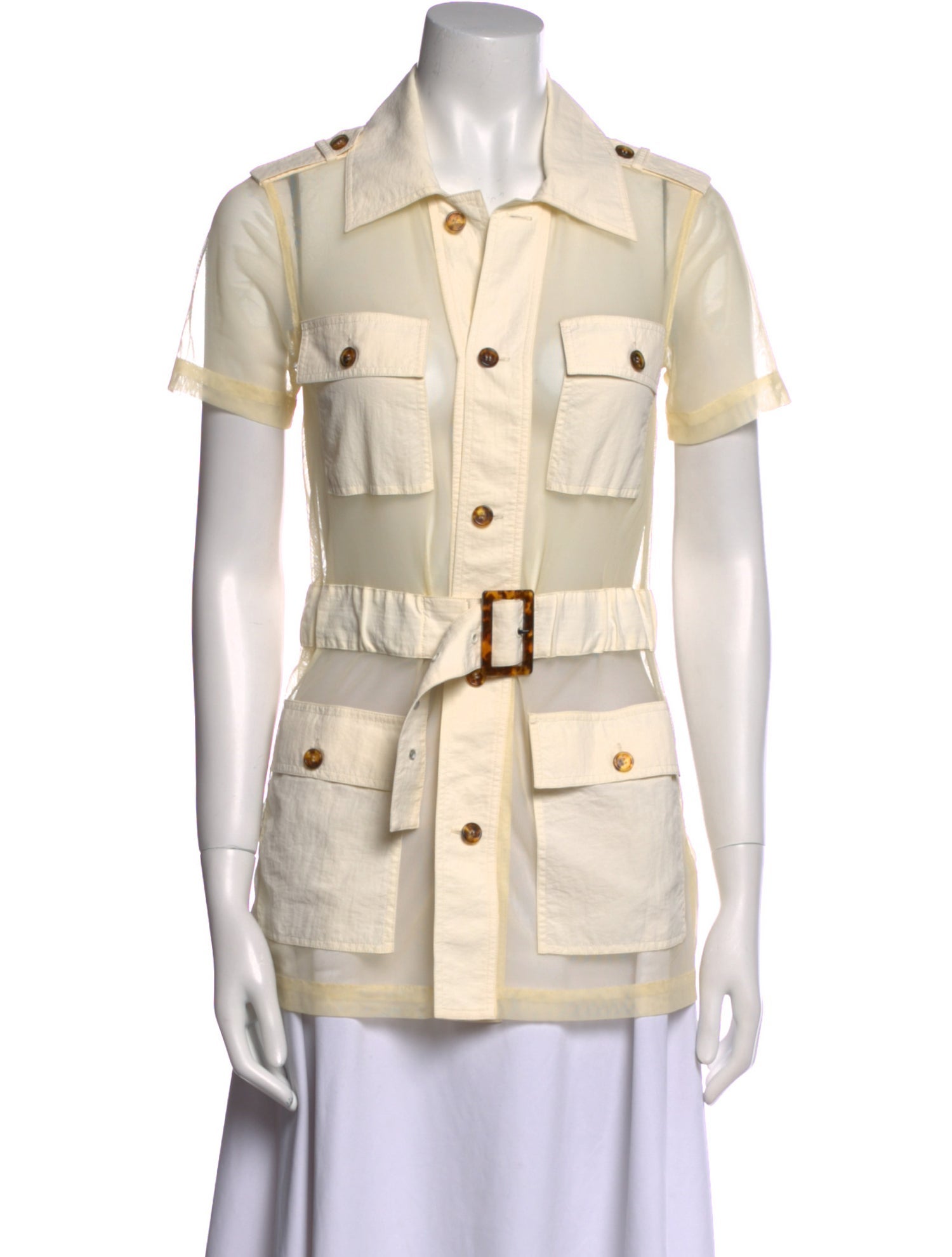 Solid & Striped Short Sleeve Button-Up Top